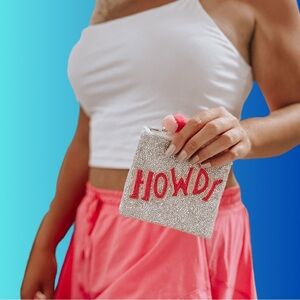Hyperfix Sequin Hand Beaded Coin Purse in Howdy NWT